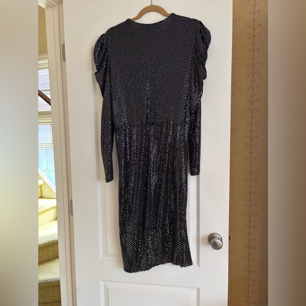IRO Black Sequin Long Sleeve Midi Dress 42 - Picture 3 of 3